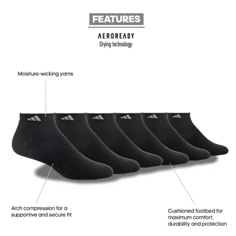 adidas Mens 6 Pair Low Cut Socks