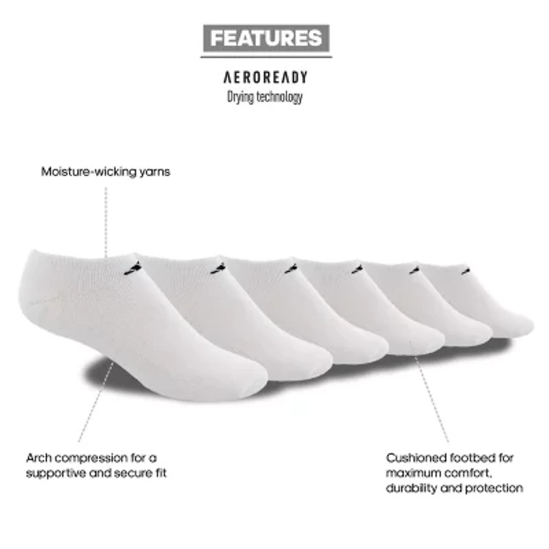adidas Mens 6 Pair No Show Socks