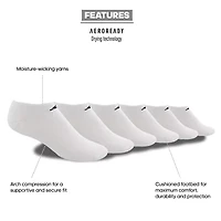 adidas Mens 6 Pair No Show Socks