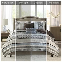 Madison Park Dartmouth 5-Pc Jacquard Quilt Set With Throw Pillows