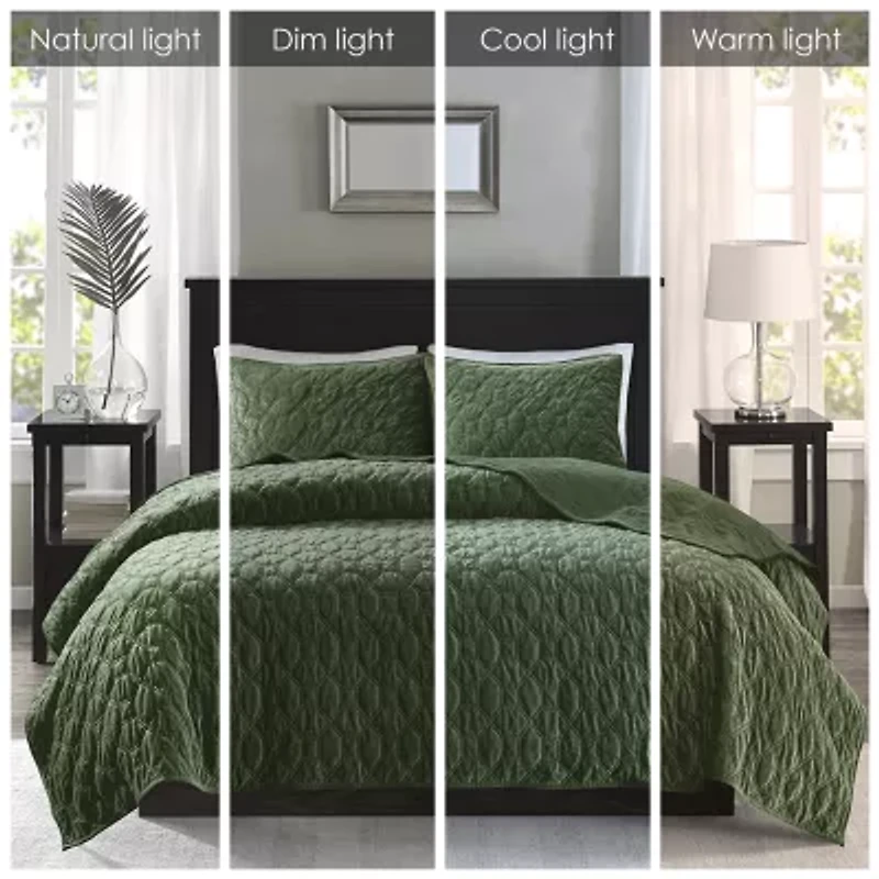Madison Park Emery 3-Pc Velvet Quilt Set