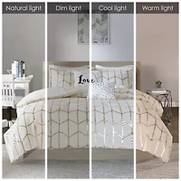 Intelligent Design Khloe Metallic Printed Duvet Cover Set with decorative pillows