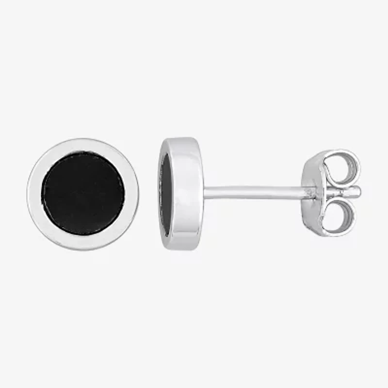 Genuine Black Hematite Sterling Silver 7.3mm Stud Earrings