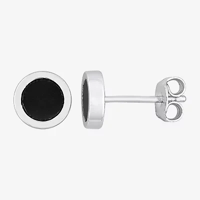 Genuine Black Hematite Sterling Silver 7.3mm Stud Earrings