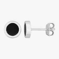 Genuine Black Hematite Sterling Silver 7.3mm Stud Earrings