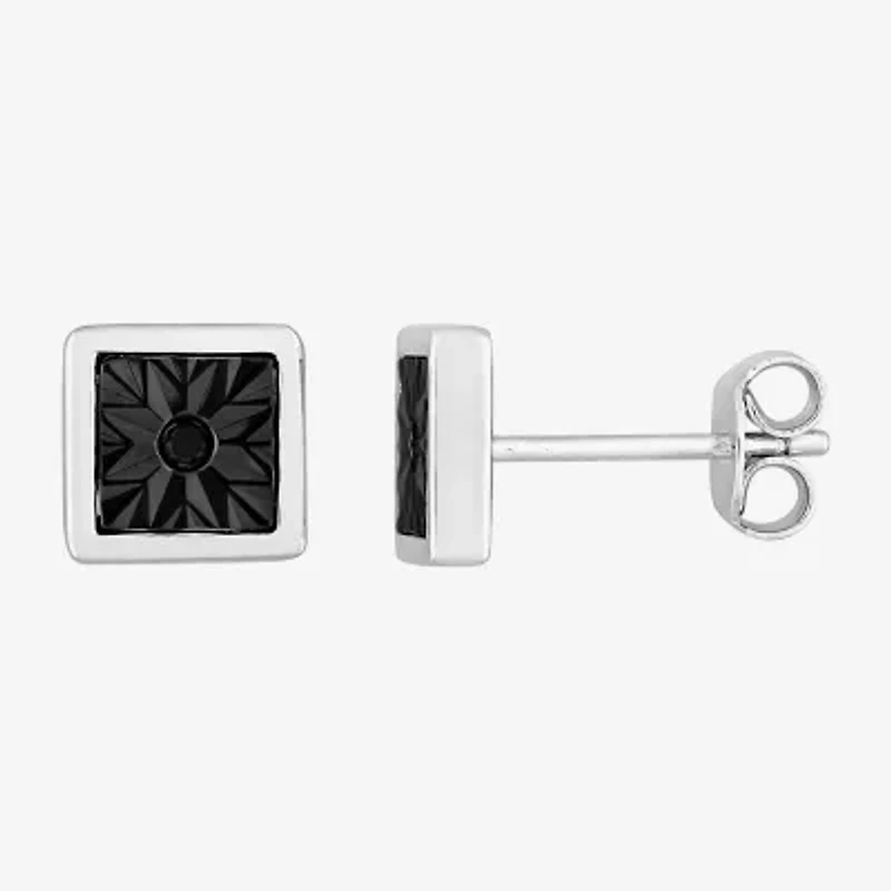 Diamond Accent Natural Black Diamond Sterling Silver 7.6mm Stud Earrings