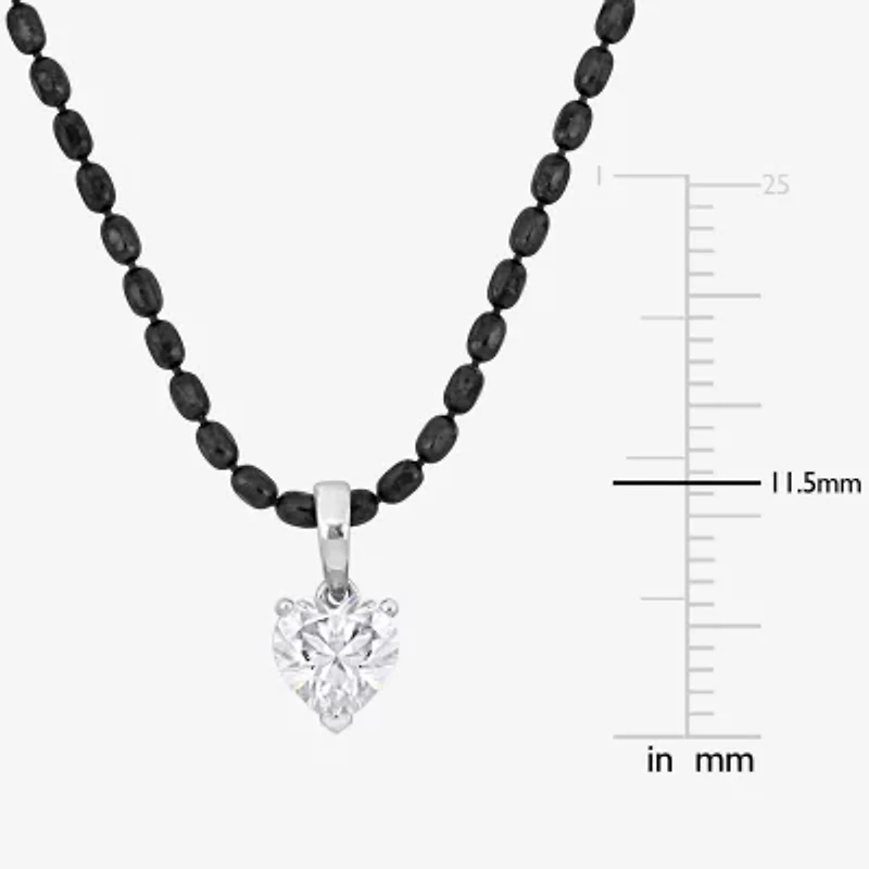 Mens 1 CT. T.W. Lab Created White Moissanite Sterling Silver Heart 18 Inch Pendant Necklace