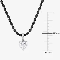 Mens 1 CT. T.W. Lab Created White Moissanite Sterling Silver Heart 18 Inch Pendant Necklace