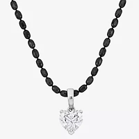 Mens 1 CT. T.W. Lab Created White Moissanite Sterling Silver Heart 18 Inch Pendant Necklace