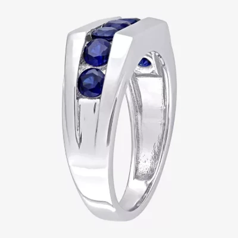 Mens Lab Created Blue Sapphire Sterling Silver Fashion Ring