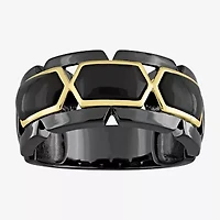 Mens Genuine Black Onyx 18K Gold Over Silver Fashion Ring