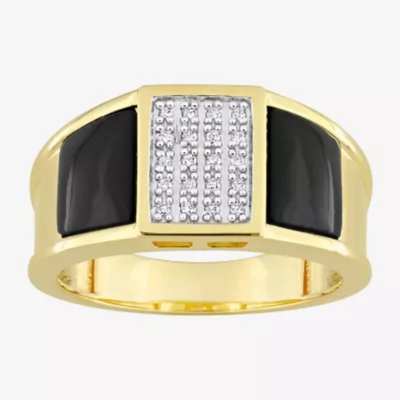 Mens 1/10 CT. T.W. Genuine Black Onyx 18K Gold Over Silver Fashion Ring