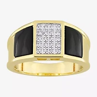 Mens 1/10 CT. T.W. Genuine Black Onyx 18K Gold Over Silver Fashion Ring