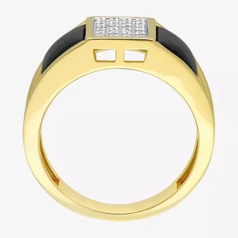 Mens 1/10 CT. T.W. Genuine Black Onyx 18K Gold Over Silver Fashion Ring