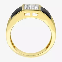 Mens 1/10 CT. T.W. Genuine Black Onyx 18K Gold Over Silver Fashion Ring