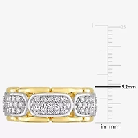 Mens White Moissanite 18K Two Tone Gold Over Silver Fashion Ring