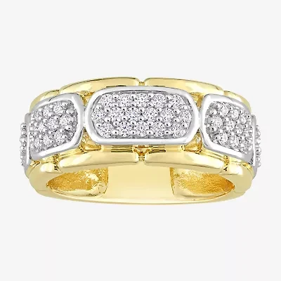 Mens White Moissanite 18K Two Tone Gold Over Silver Fashion Ring