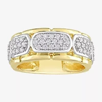 Mens White Moissanite 18K Two Tone Gold Over Silver Fashion Ring