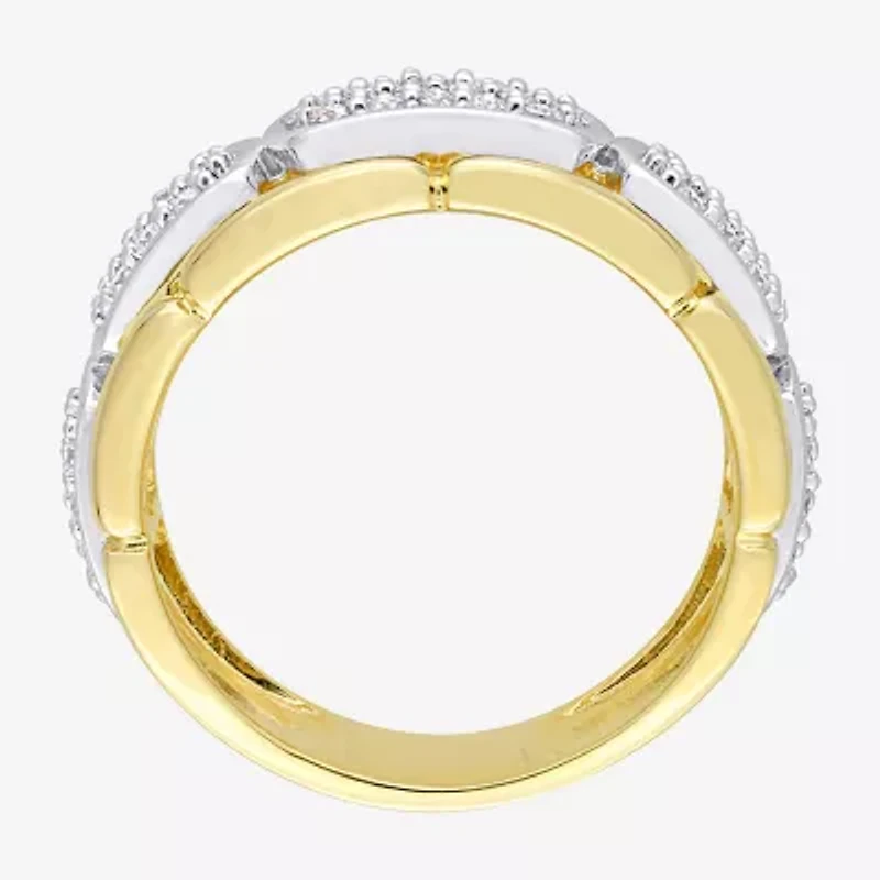 Mens White Moissanite 18K Two Tone Gold Over Silver Fashion Ring