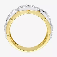 Mens White Moissanite 18K Two Tone Gold Over Silver Fashion Ring