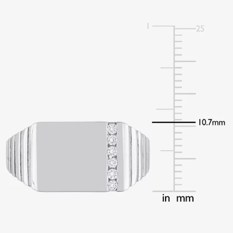 Mens 1/10 CT. T.W. Natural White Diamond Sterling Silver Fashion Ring
