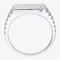 Mens 1/10 CT. T.W. Natural White Diamond Sterling Silver Fashion Ring