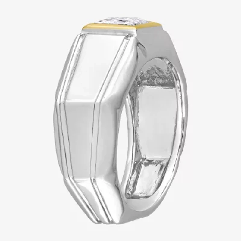 Mens 1 1/5 CT. T.W. Lab Created White Moissanite 18K Two Tone Gold Over Silver Fashion Ring