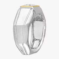 Mens 1 1/5 CT. T.W. Lab Created White Moissanite 18K Two Tone Gold Over Silver Fashion Ring