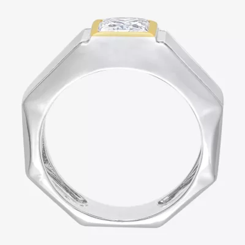 Mens 1 1/5 CT. T.W. Lab Created White Moissanite 18K Two Tone Gold Over Silver Fashion Ring