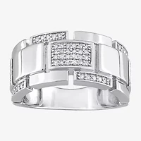 Mens 1/ CT. T.W. Natural White Diamond Sterling Silver Fashion Ring
