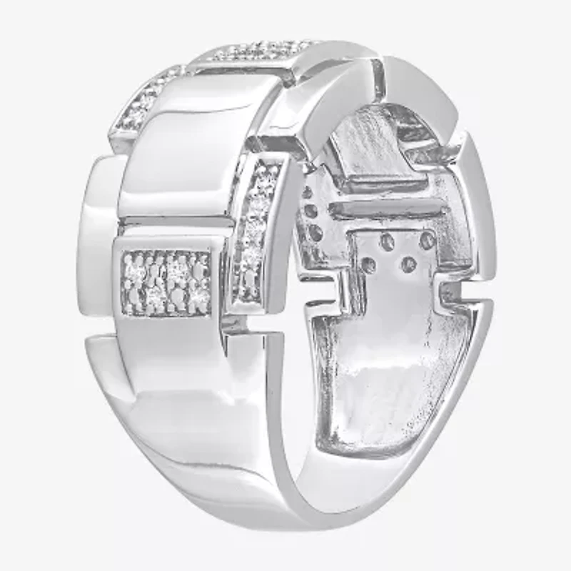 Mens 1/ CT. T.W. Natural White Diamond Sterling Silver Fashion Ring