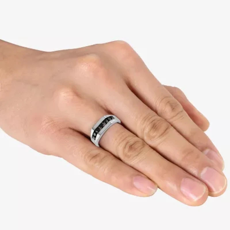 Mens 1 CT. T.W. Natural Black Diamond Sterling Silver Fashion Ring