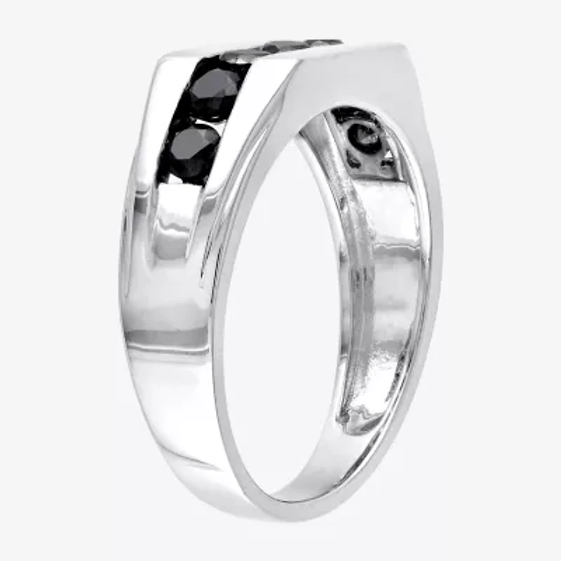 Mens 1 CT. T.W. Natural Black Diamond Sterling Silver Fashion Ring