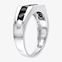 Mens 1 CT. T.W. Natural Black Diamond Sterling Silver Fashion Ring