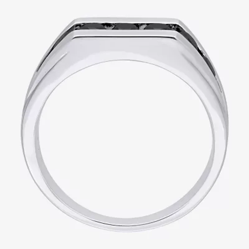 Mens 1 CT. T.W. Natural Black Diamond Sterling Silver Fashion Ring