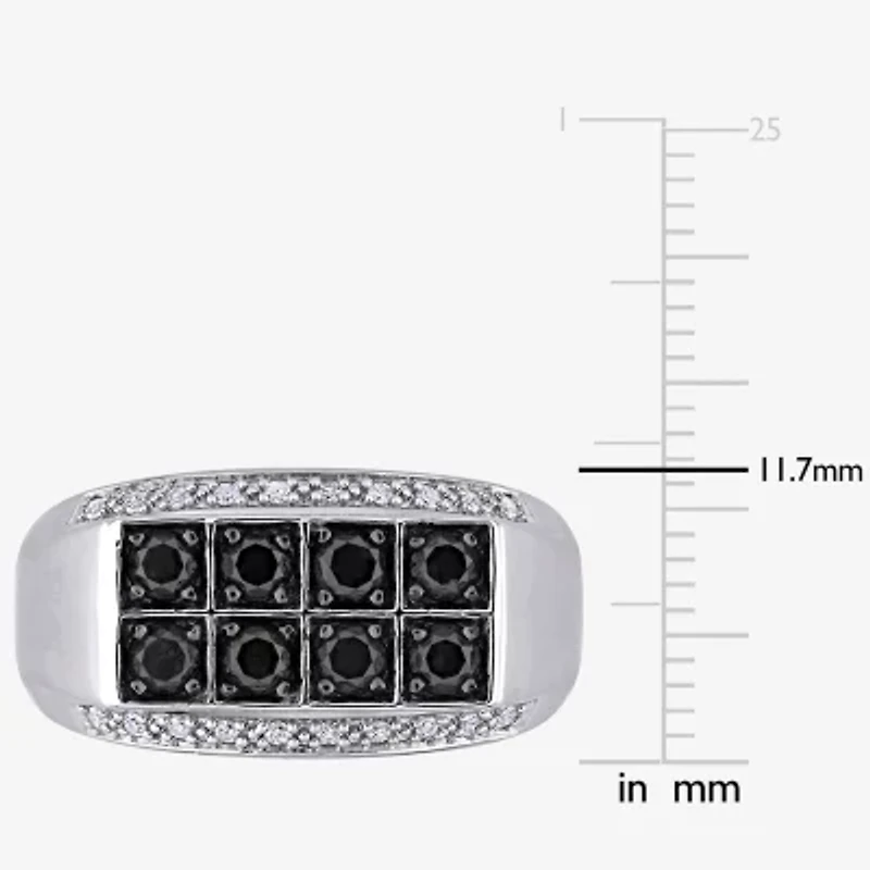 Mens 1 CT. T.W. Natural Black Diamond Sterling Silver Fashion Ring