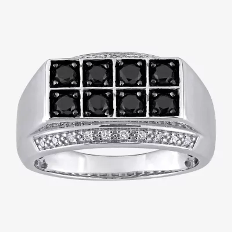 Mens 1 CT. T.W. Natural Black Diamond Sterling Silver Fashion Ring