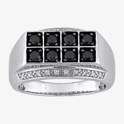 Mens 1 CT. T.W. Natural Black Diamond Sterling Silver Fashion Ring