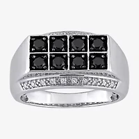 Mens 1 CT. T.W. Natural Black Diamond Sterling Silver Fashion Ring