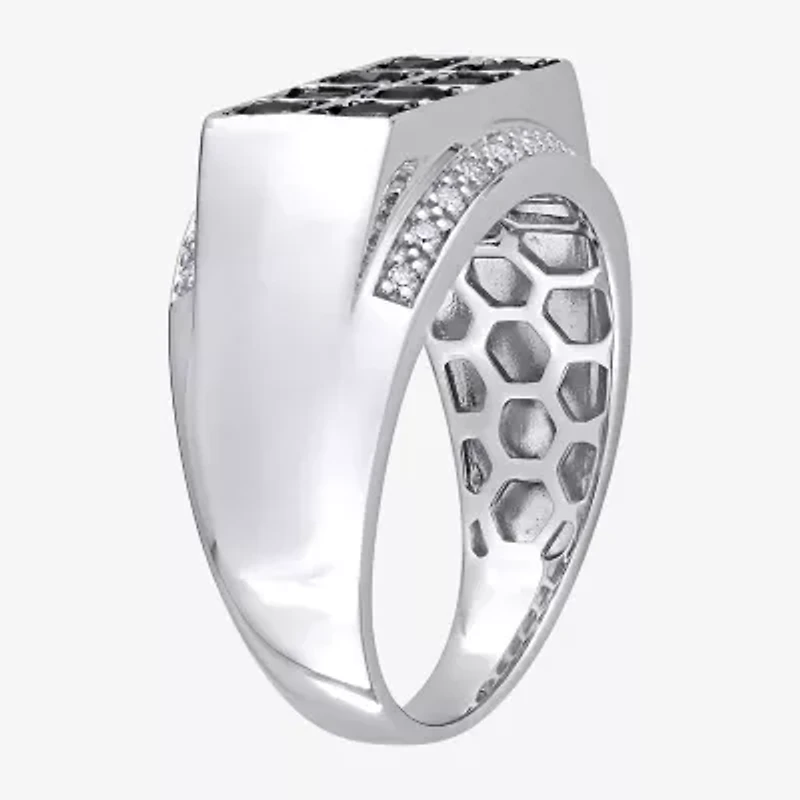 Mens 1 CT. T.W. Natural Black Diamond Sterling Silver Fashion Ring