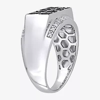 Mens 1 CT. T.W. Natural Black Diamond Sterling Silver Fashion Ring