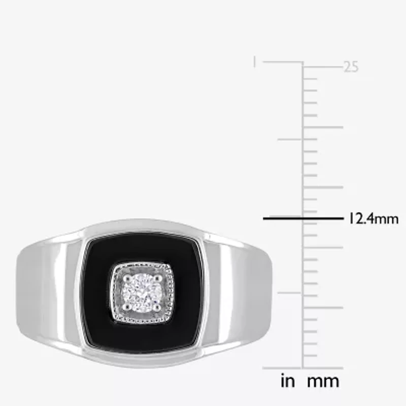 Mens 1/6 CT. T.W. Genuine Black Onyx Sterling Silver Fashion Ring