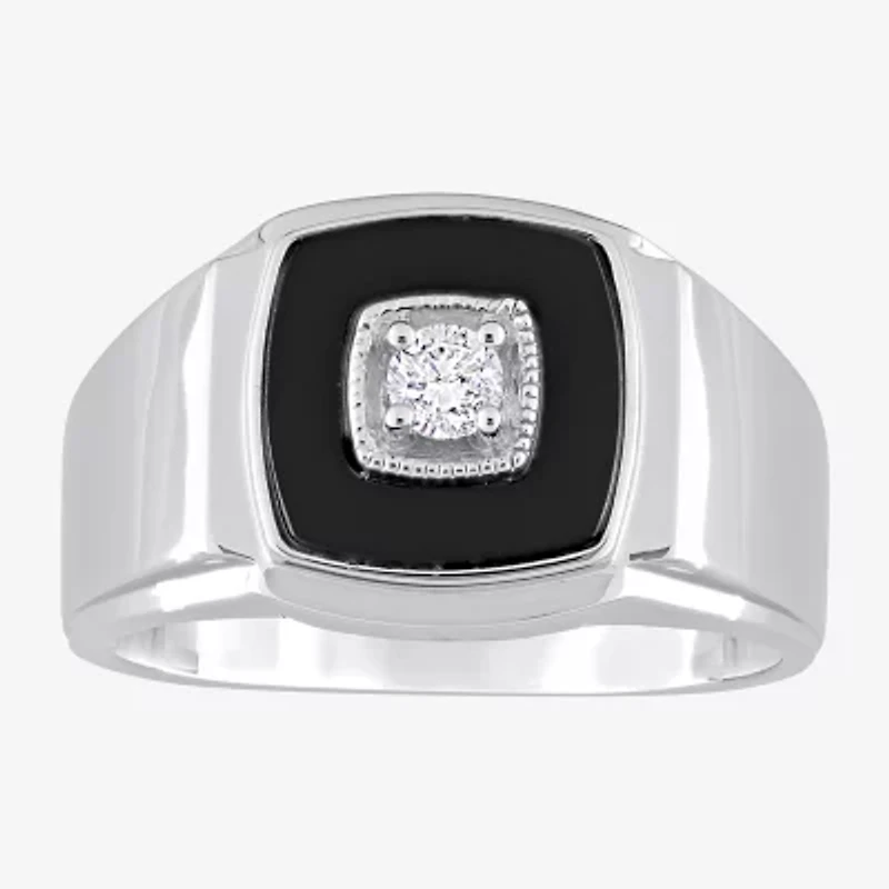 Mens 1/6 CT. T.W. Genuine Black Onyx Sterling Silver Fashion Ring