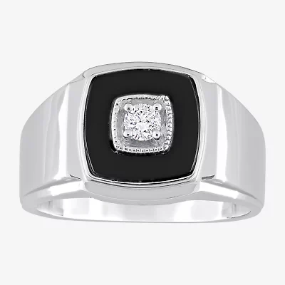Mens 1/6 CT. T.W. Genuine Black Onyx Sterling Silver Fashion Ring
