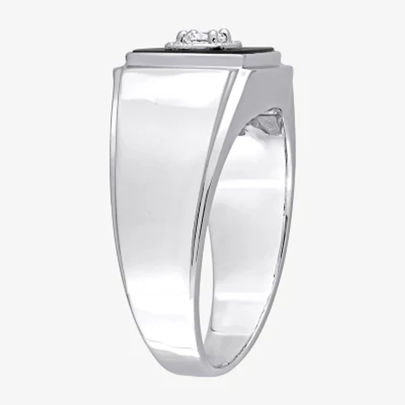 Mens 1/6 CT. T.W. Genuine Black Onyx Sterling Silver Fashion Ring