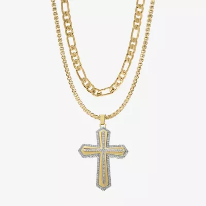 Mens Cubic Zirconia Stainless Steel Cross 2-pc. Jewelry Set