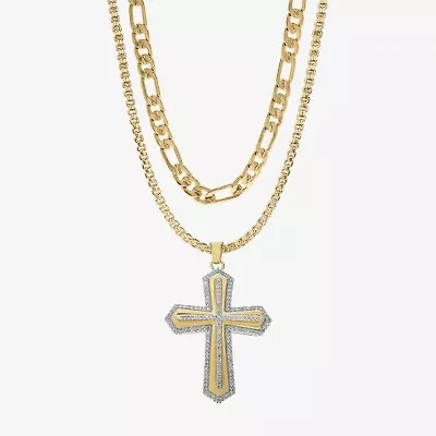 Mens Cubic Zirconia Stainless Steel Cross 2-pc. Jewelry Set