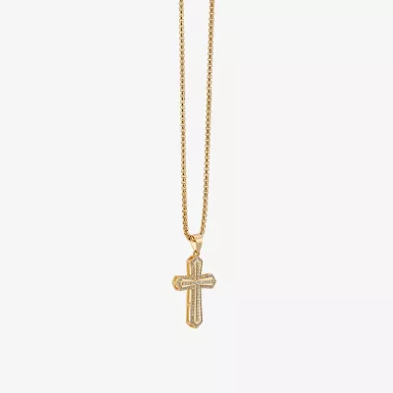 Mens Cubic Zirconia Stainless Steel Cross 2-pc. Jewelry Set