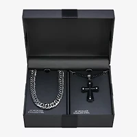 Mens Stainless Steel Cross 2-pc. Jewelry Set