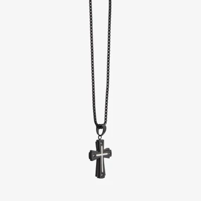 Mens Stainless Steel Cross 2-pc. Jewelry Set
